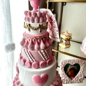 Pink and White Heart Decorated Cake Ornament